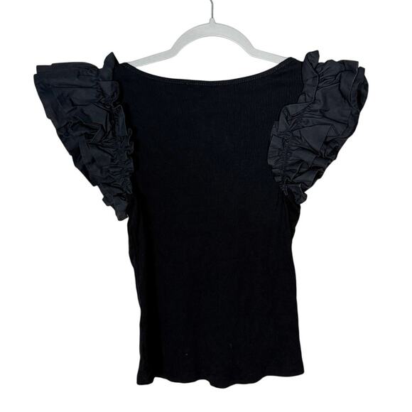 Pomander Place Rita Ruffle Sleeve Top Black Tuckernuck Size Small - Picture 4 of 6